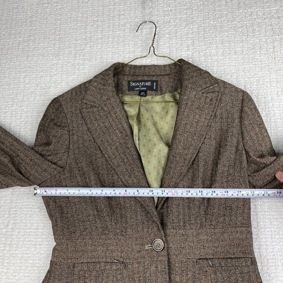 Signature By Larry Levine Women Blazer Sz 10P Petite Lined Brown - Picture 8 of 16